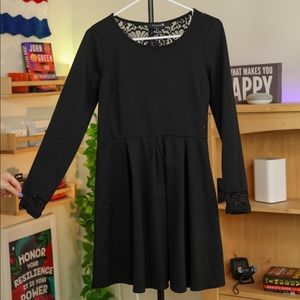 Black Knee Length Lace Dress